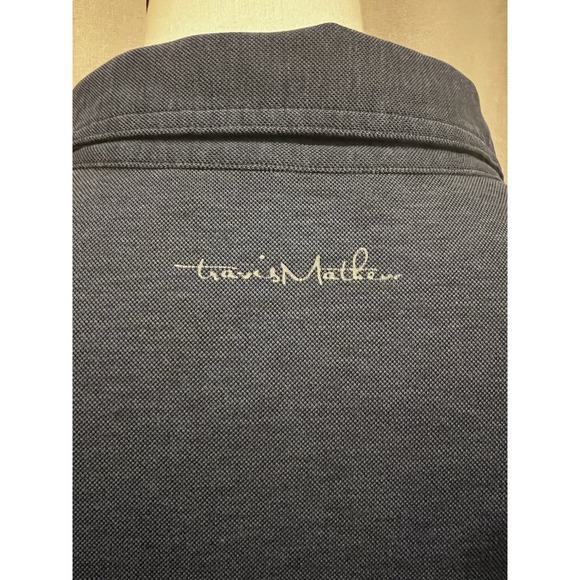 Travis Mathew Men's Polo Shirt Large Blue With Gray Pocket - Picture 5 of 7